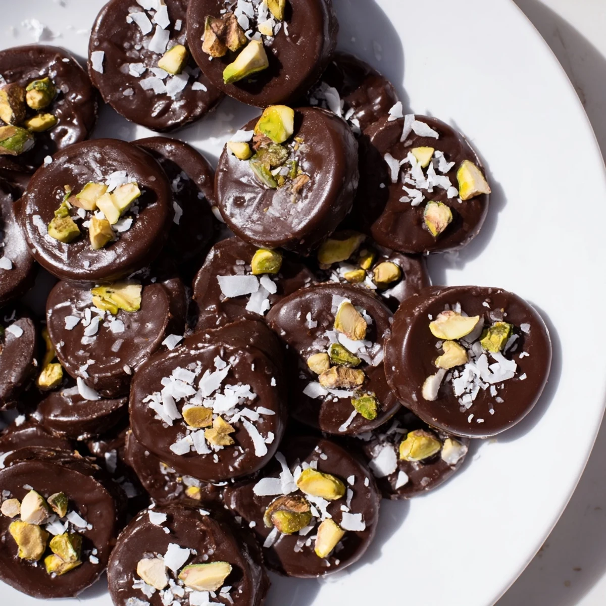 Perfectly dipped frozen banana slices in rich chocolate make a refreshing, healthy dessert for parties.