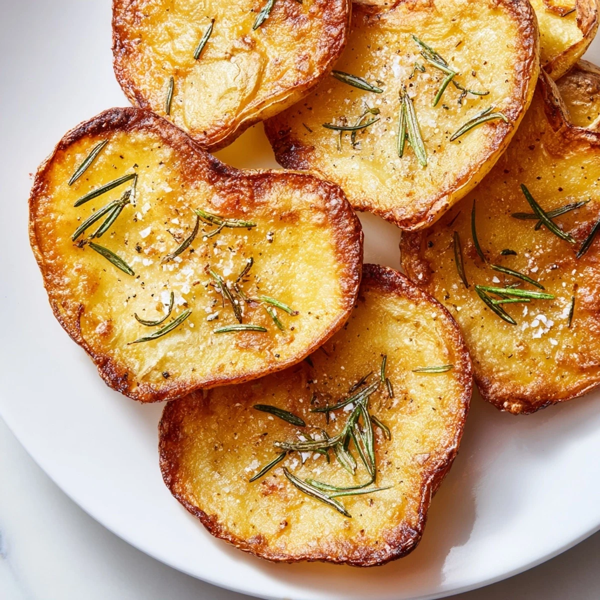 Savory Roasted Heart Shaped Potatoes with Rosemary served hot on a platter with chopped parsley garnish.