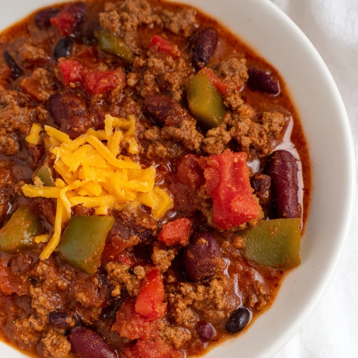 Cast iron skillet of Game Day Beef Chili with Cheddar Cornbread beside a rustic bowl, ready for game day gatherings.