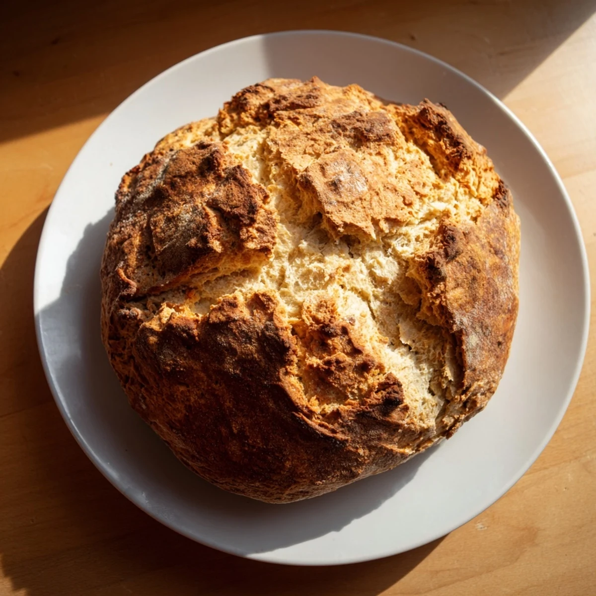 Freshly baked Authentic 4-Ingredient Irish Soda Bread showing the deep X cut on top and a fluffy, tender interior.
