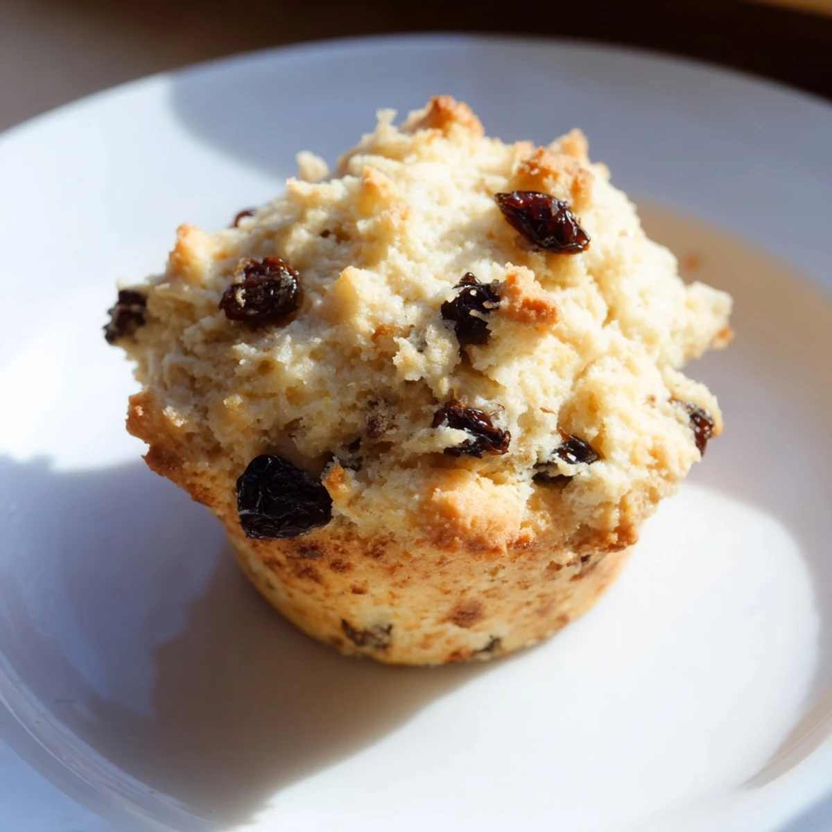 A close-up of Mini Irish Soda Bread Muffins on a rustic wooden board, perfect for breakfast.