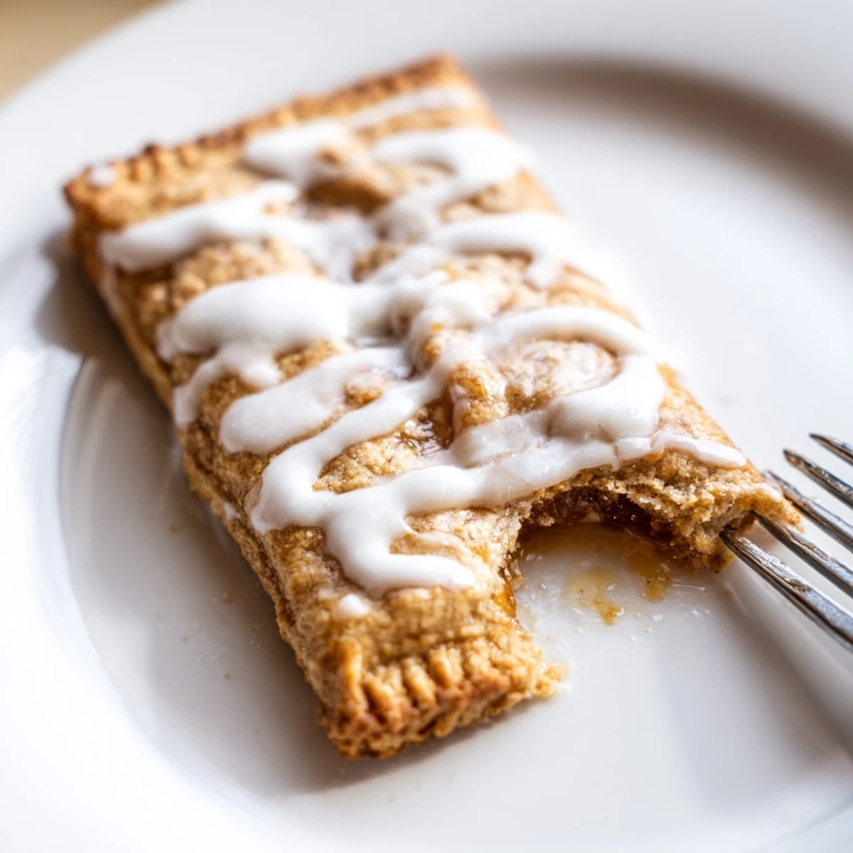 Stacked Protein Pop Tarts with a sweet glaze are served on a white plate, perfect for a healthy, high-protein American breakfast.