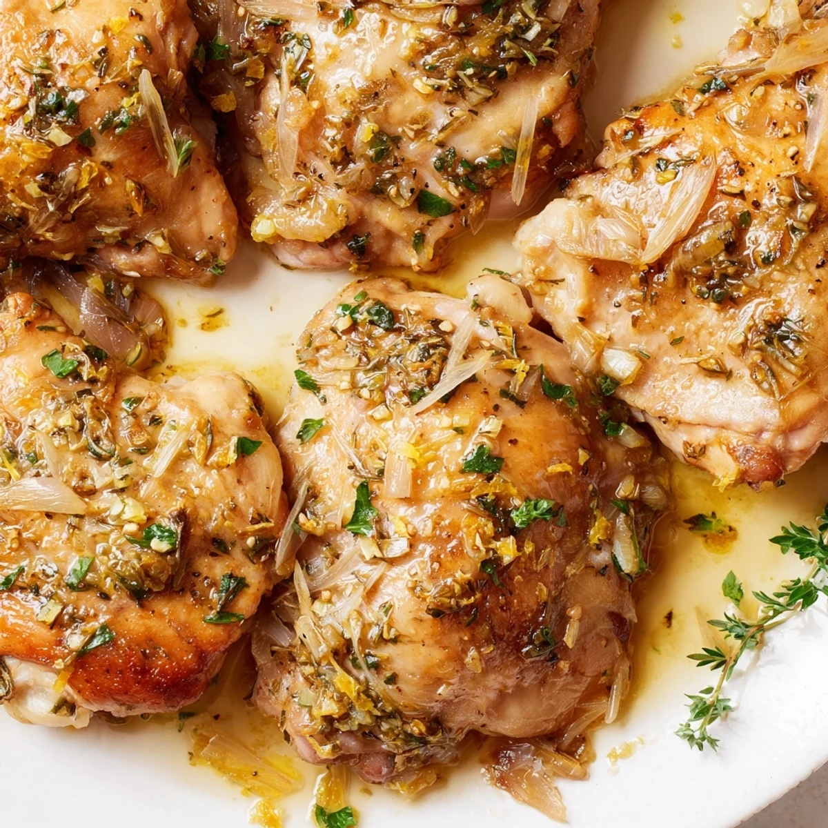 Juicy chicken infused with bright lemon and herbs served on a bed of fluffy white rice