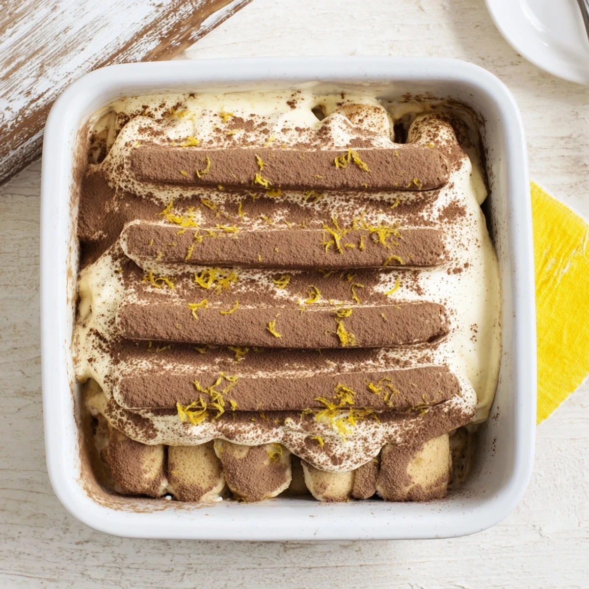 Elegant Earl Grey tiramisu slice showing cocoa-dusted mascarpone cream and delicate tea-soaked layers