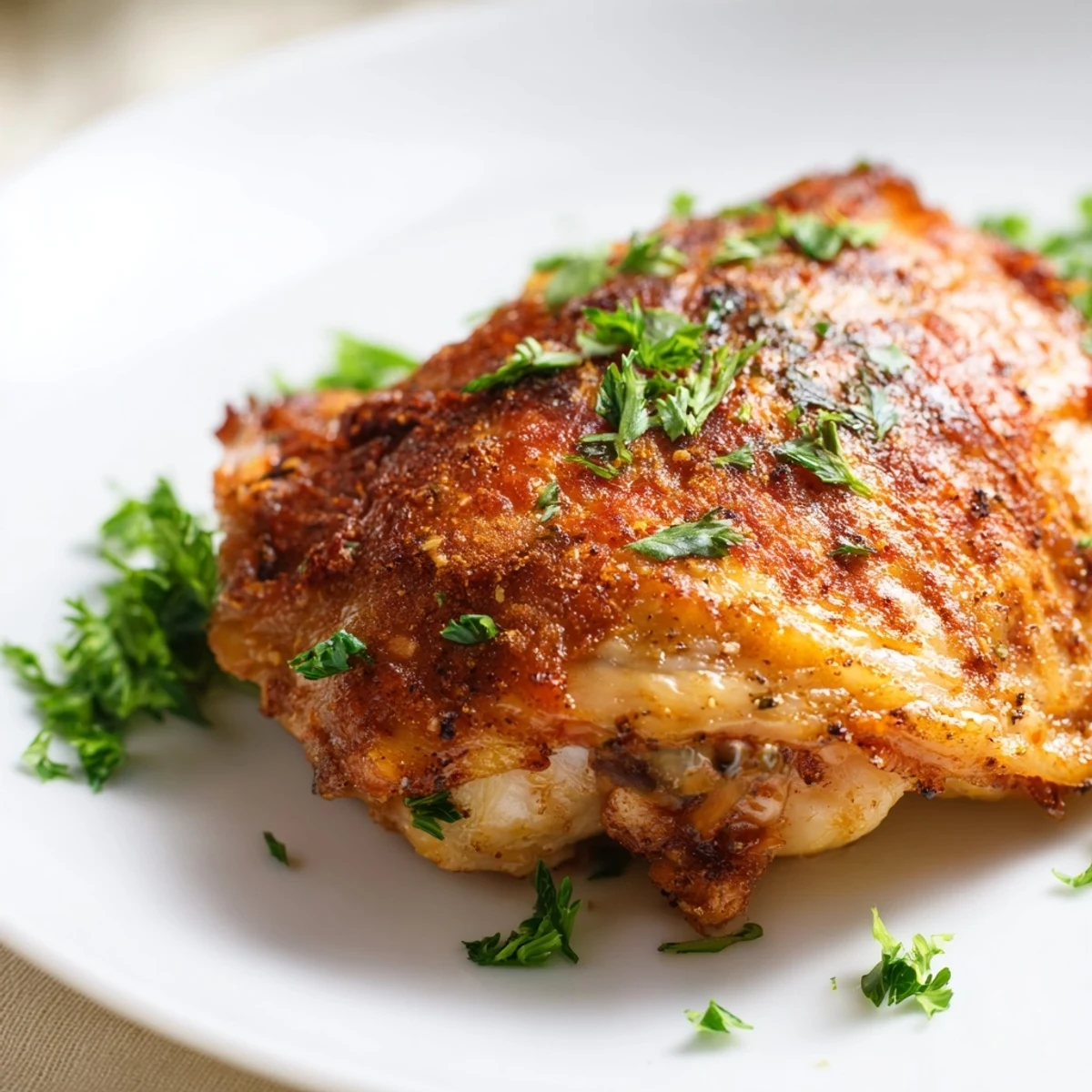 Tender juicy oven-roasted chicken pieces arranged on a wire rack with beautifully browned crispy skin and aromatic spices