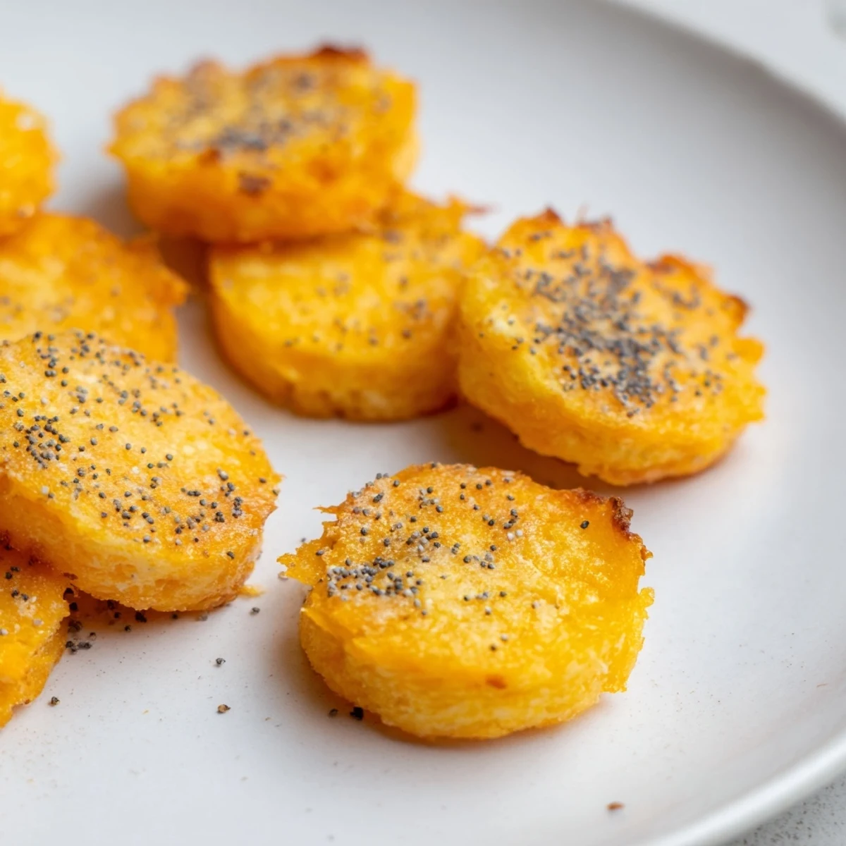 Savory cheddar coins stacked on a wooden board, ideal snacking for gatherings