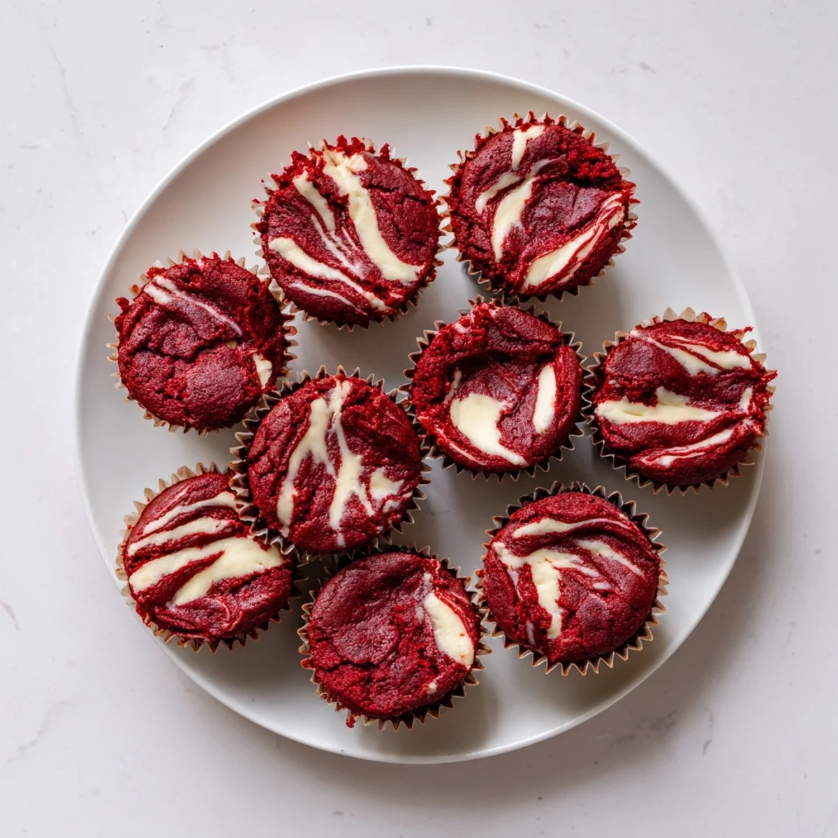 Decadent red velvet brownie bites with creamy swirl baked in mini muffin tins