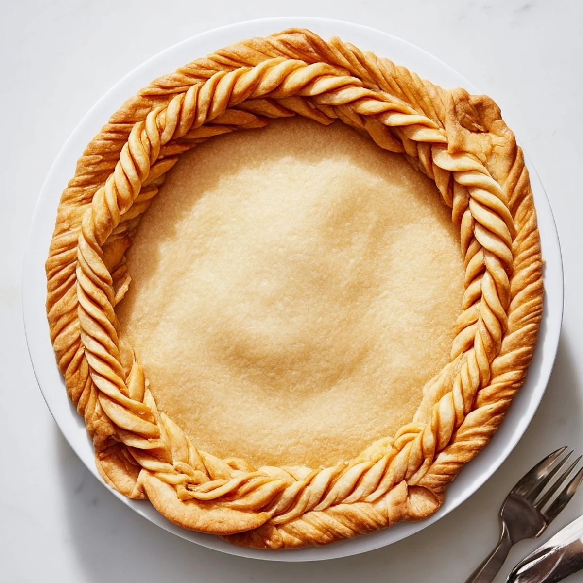 Homemade pie dough featuring four-strand fishtail braid detail creating beautiful decorative crust for baking