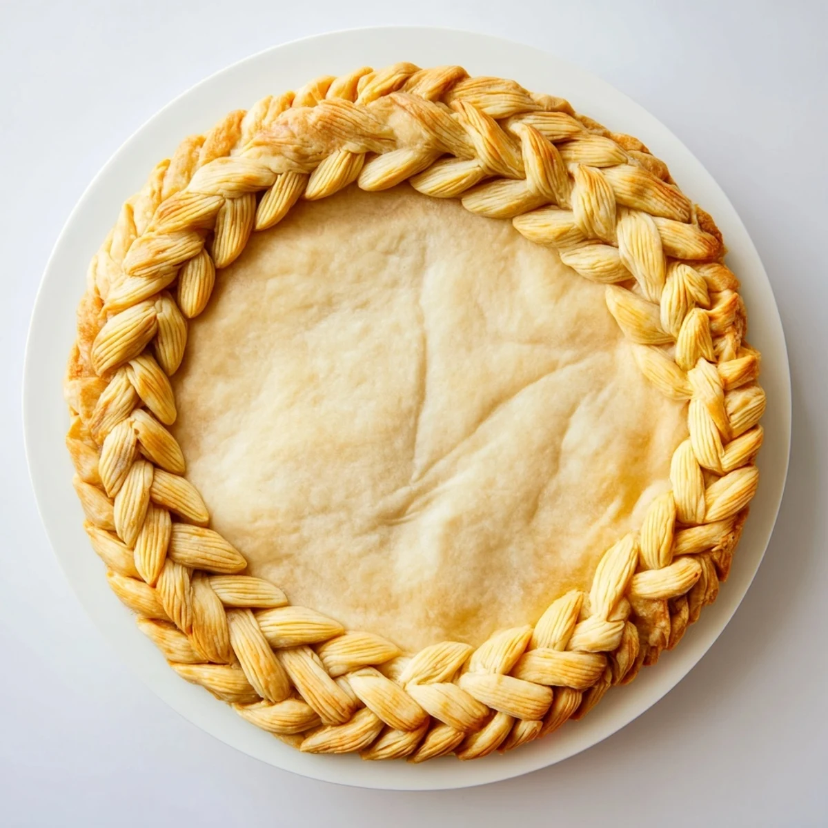 Elegant woven pastry edge with braided strips brushed with egg wash for a glossy finish