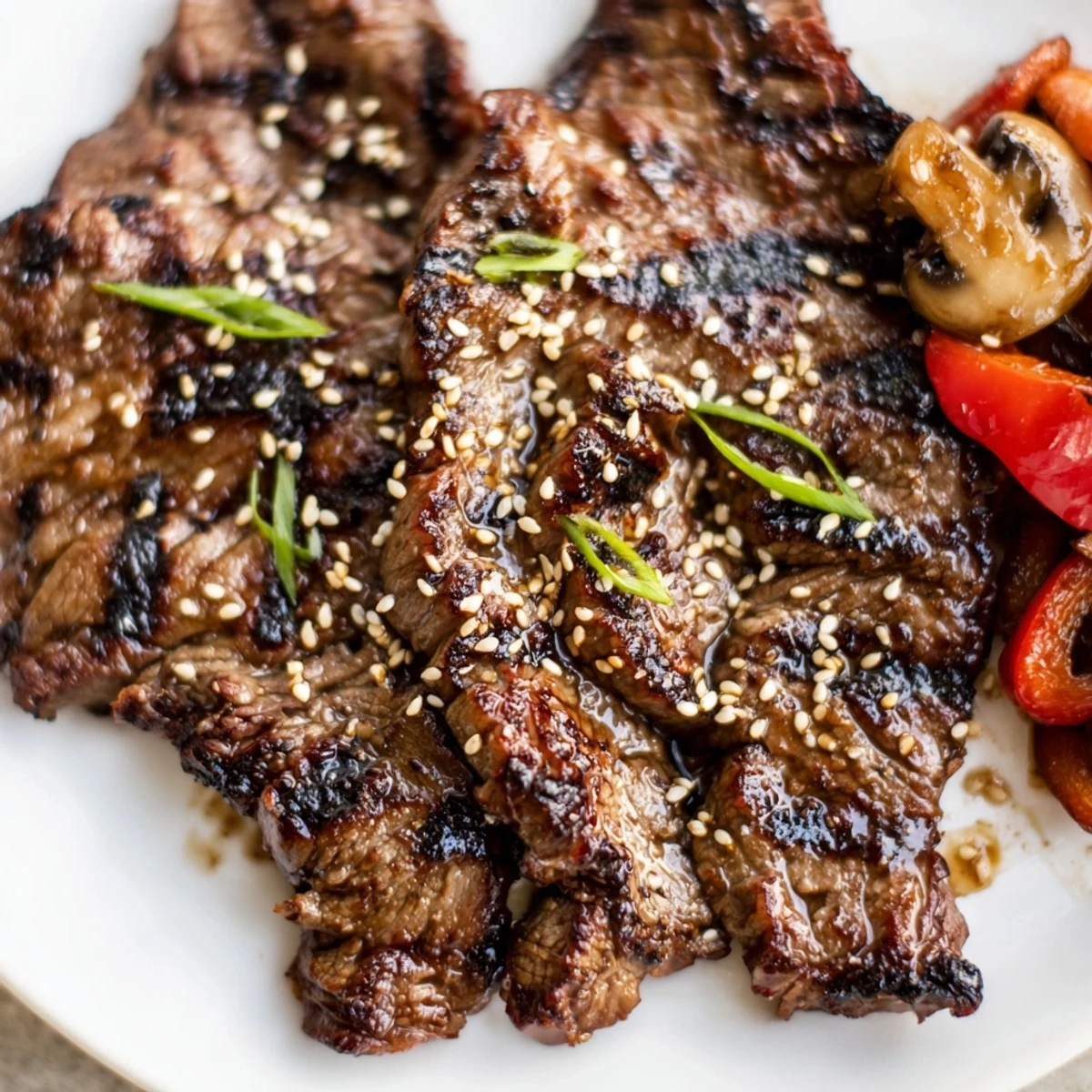 Sizzling Beef Yakiniku with caramelized edges served over fluffy steamed white rice