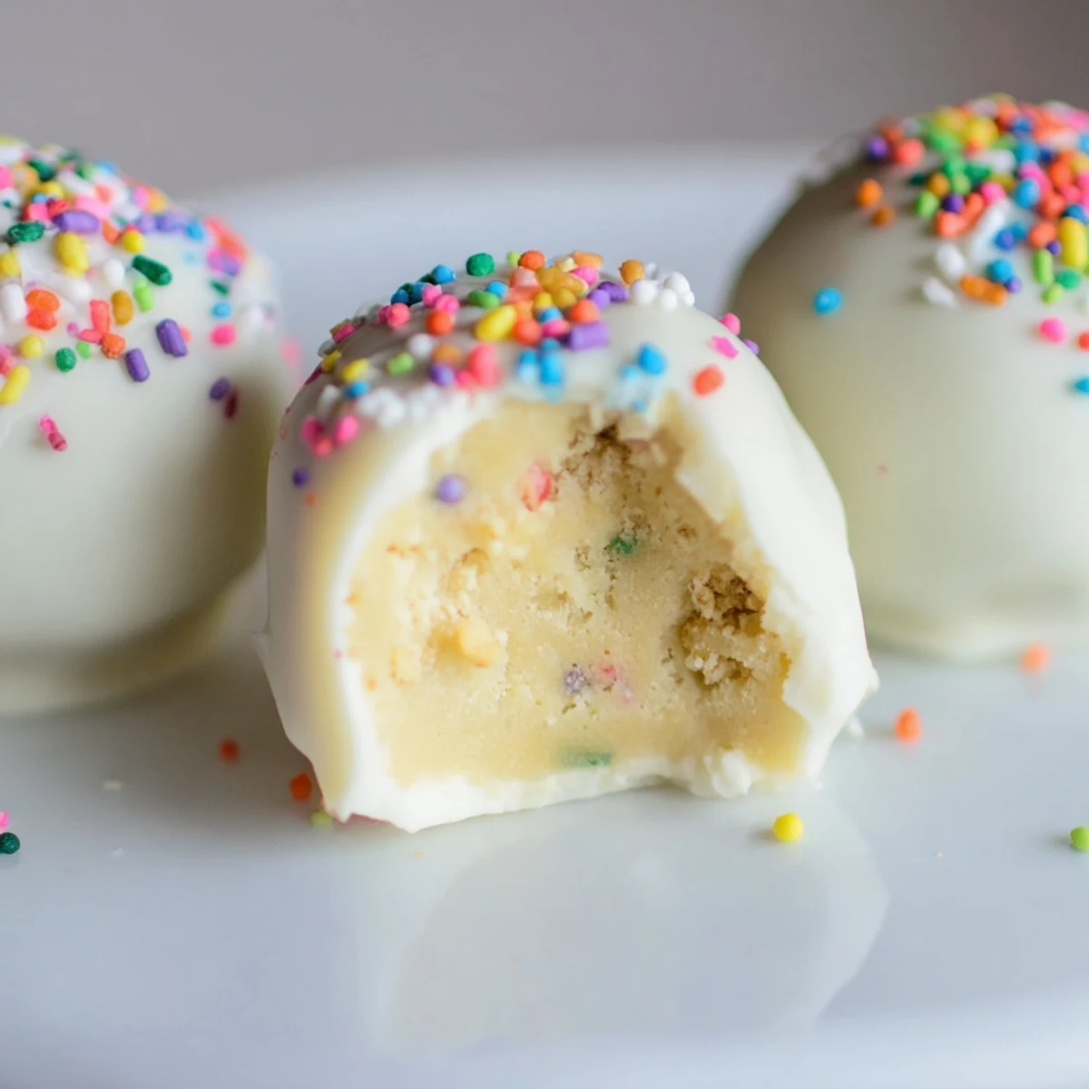Golden vanilla wafer studded banana pudding Easter truffles drizzled with melted white chocolate