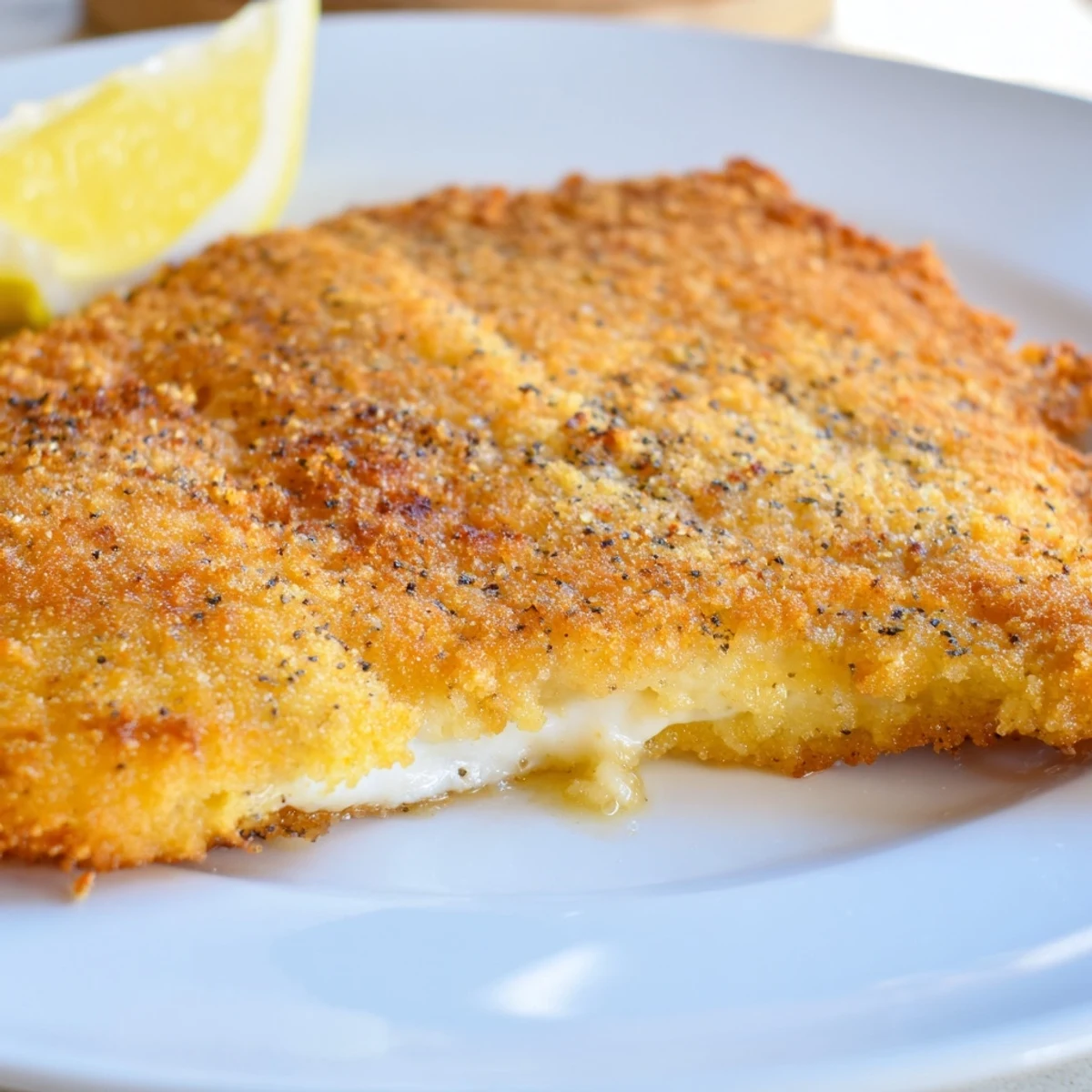 Golden crispy Greek fried cheese sizzling in olive oil with fresh lemon wedges