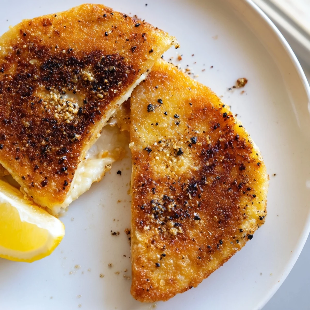 Crispy Greek fried cheese with melty center served hot from cast iron skillet