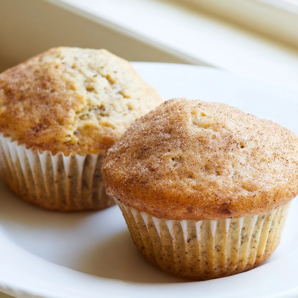 Soft banana muffins with golden domed tops fresh from the oven