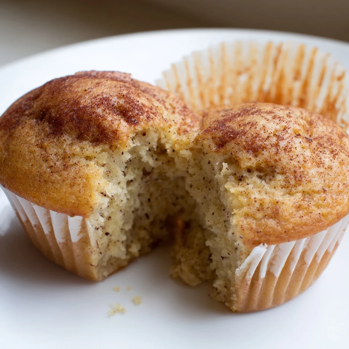Tender banana muffins arranged on a plate beside morning coffee
