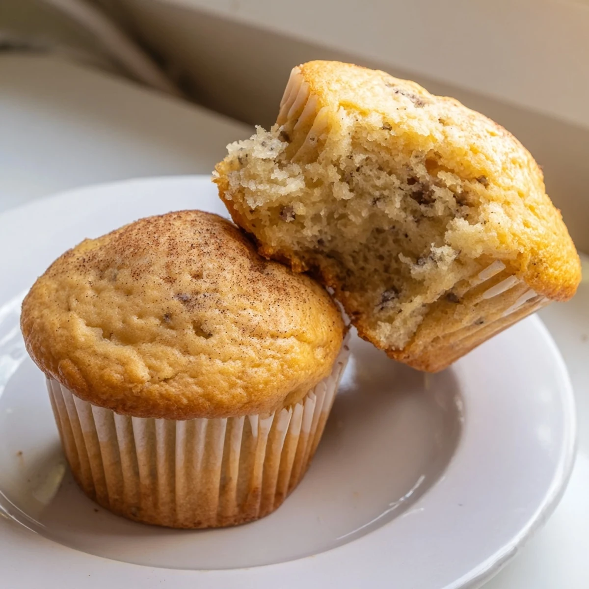 Moist banana muffins served warm on a rustic wire cooling rack