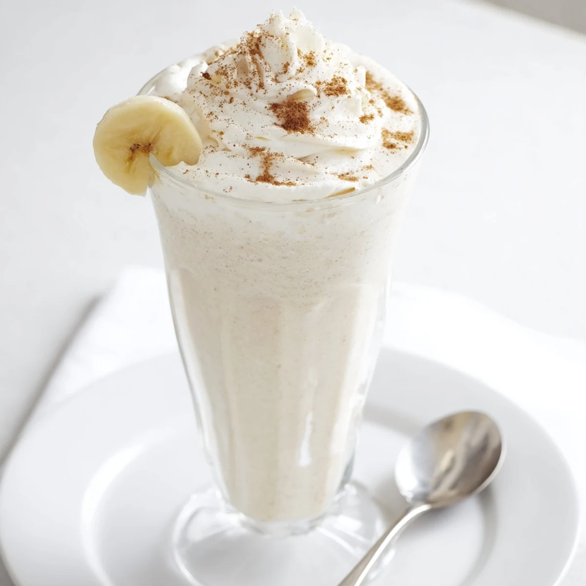 Frothy Vanilla Banana Shake with maple sweetness, perfect for breakfast sip  