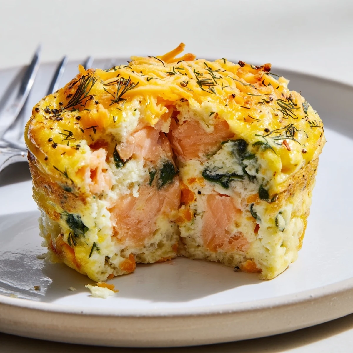 Smoked Salmon Egg Muffins warm from oven, golden tops and flaky salmon