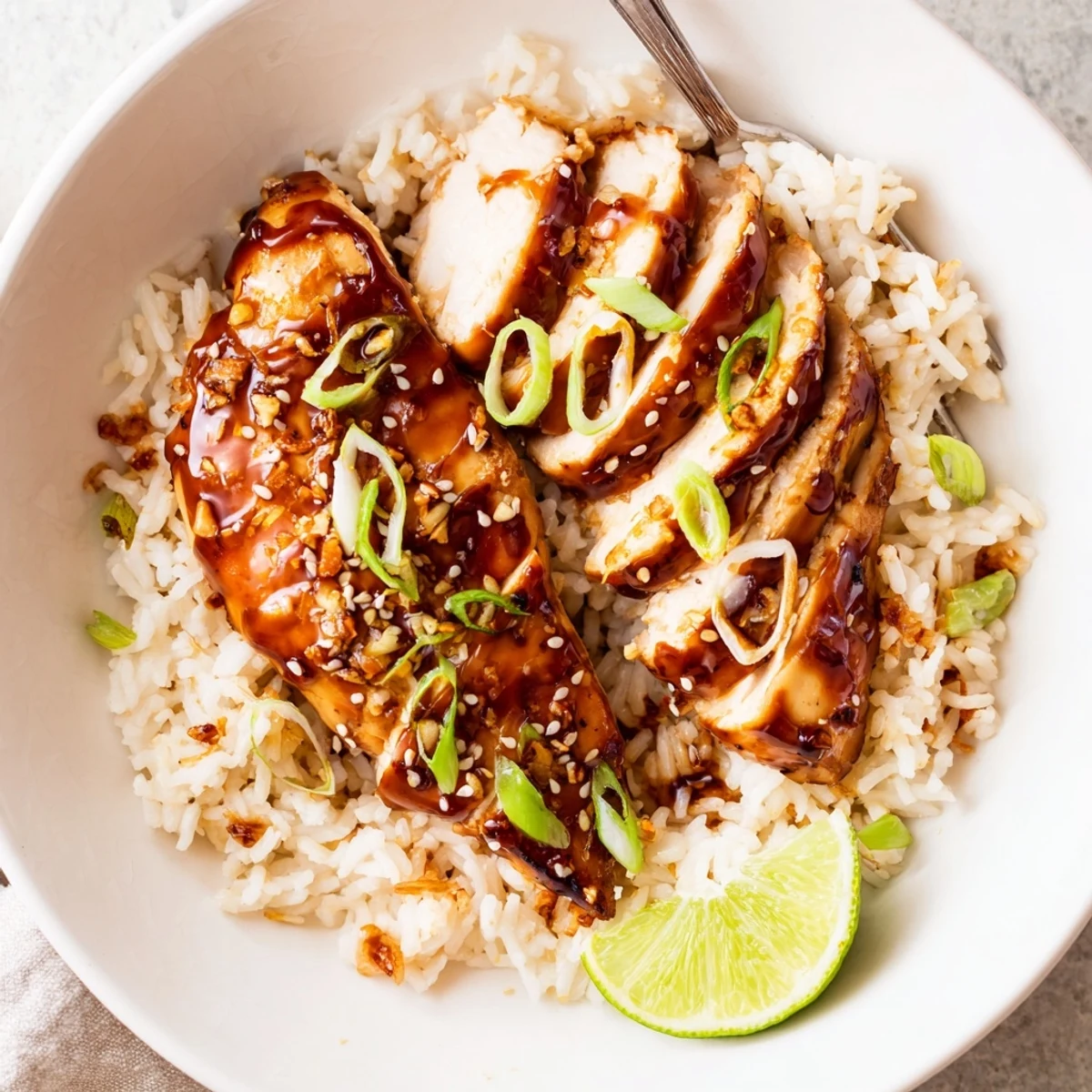 Weeknight Spicy Maple Chicken And Coconut Rice balanced sweet heat, sesame, fragrant coconut