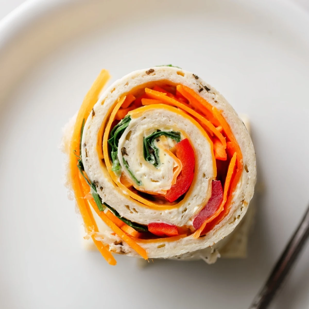 Fresh Pinwheel Sandwiches arranged for picnic, spinach, cheddar, and bell pepper