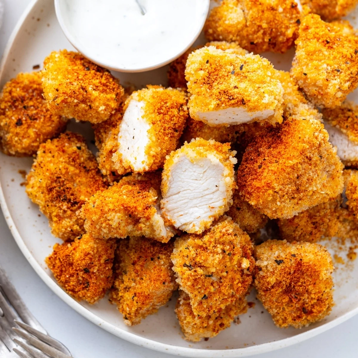 Handheld Chicken Bites with spicy paprika crust, perfect for party appetizers