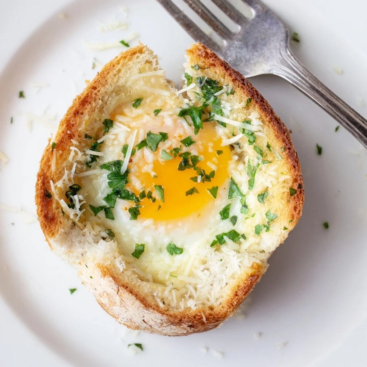 Warm Lazy Garlic Bread Egg Cups with golden yolks and buttery crust