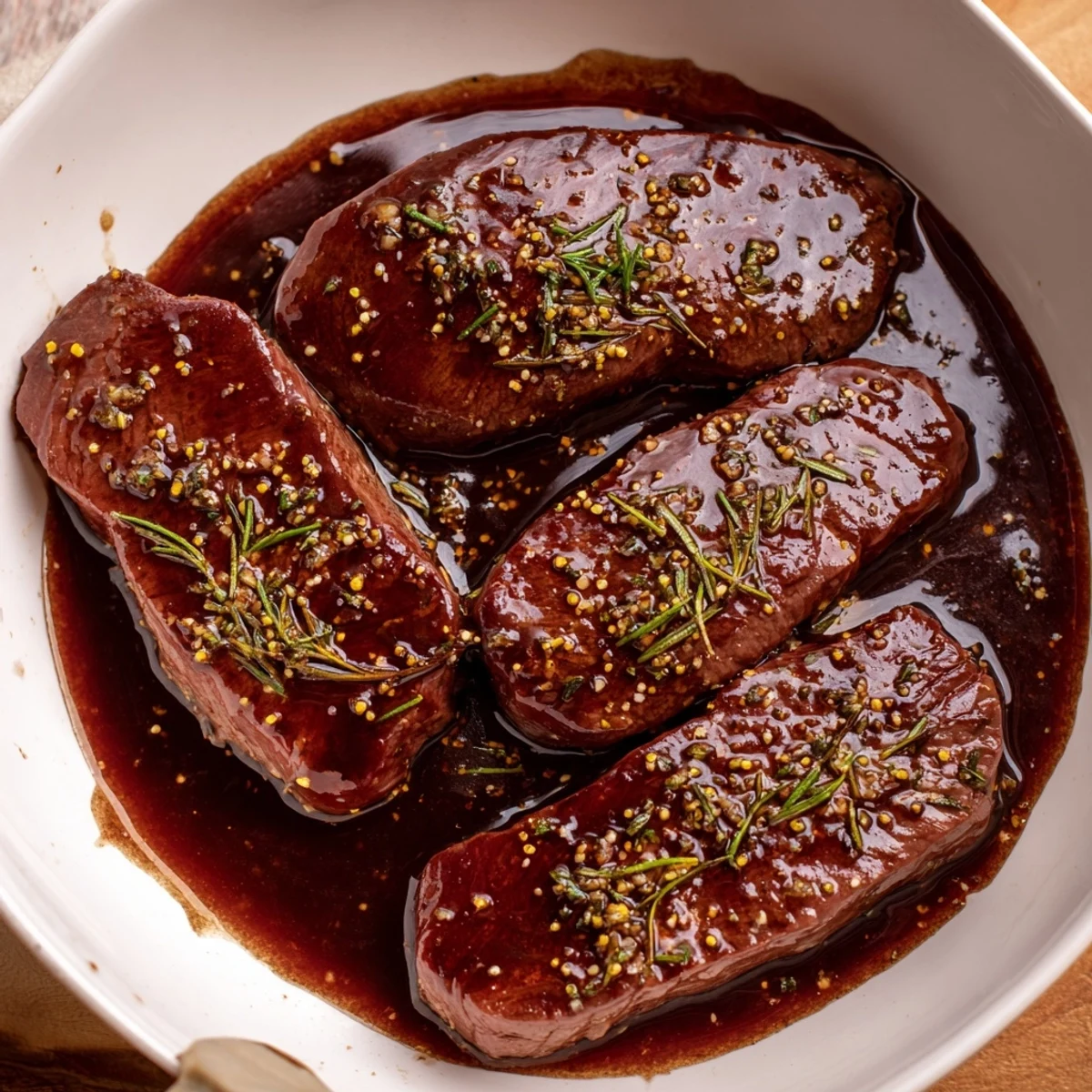 Bright Steak Marinade whisked in bowl, olive oil sheen, ready to baste