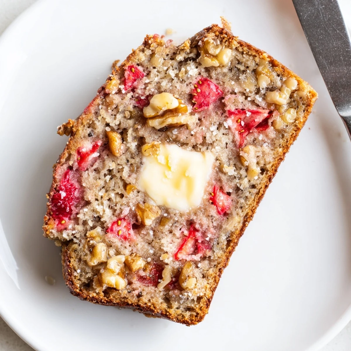 Cooling on a wire rack, the Strawberry Banana Bread Recipe smells sweet and moist