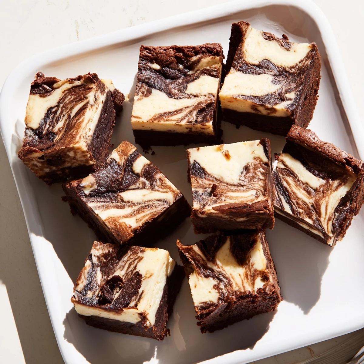 Sourdough cheesecake brownie bars featuring swirled layers of fudgy chocolate and tangy cream cheese