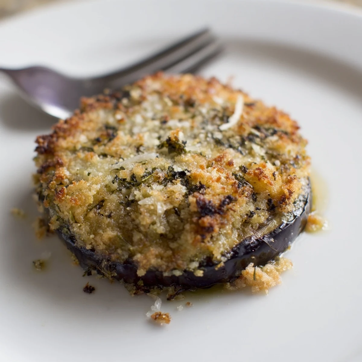 Oven roasted Crispy Baked Eggplant, crunchy panko coating and herbal oregano aroma