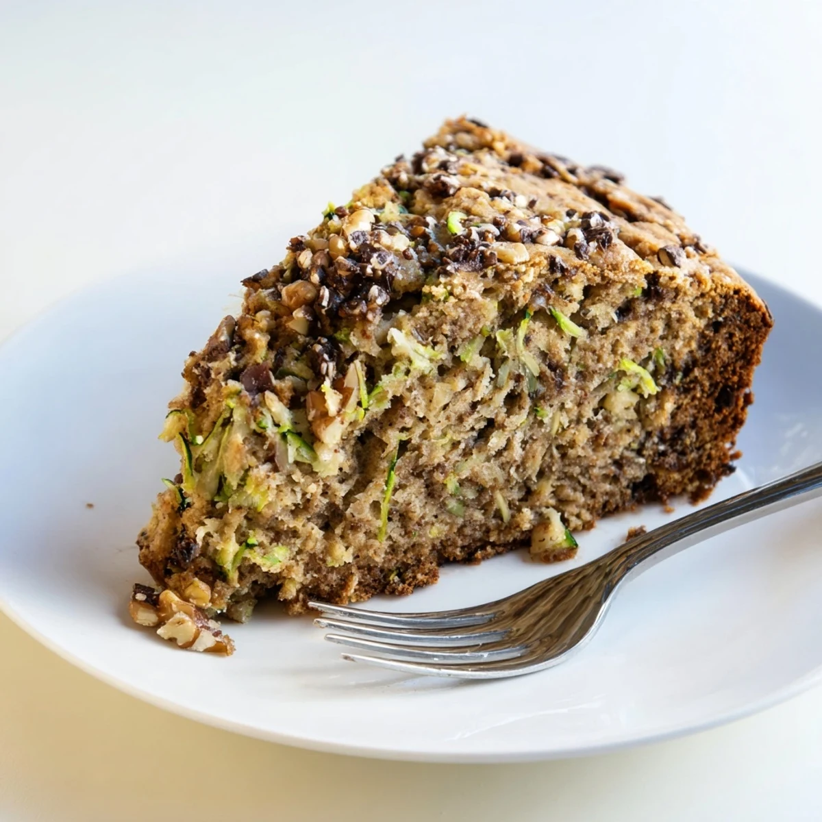 Zucchini Banana Bread loaf warm from oven, golden crust and moist crumb