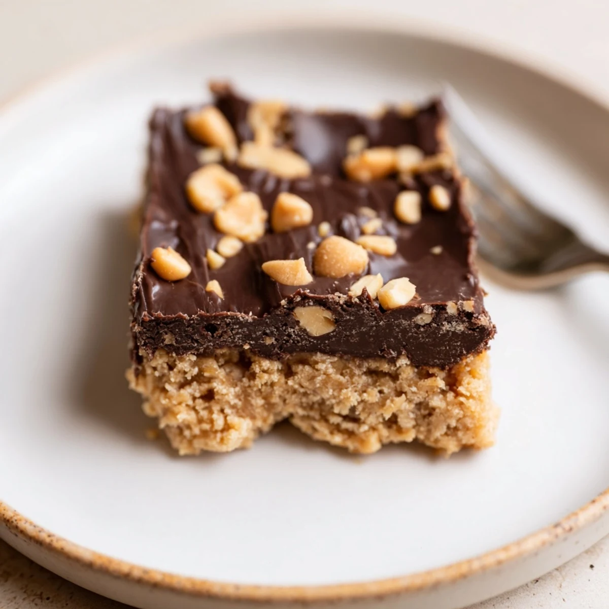 Peanut Butter Bars chilled on parchment, glossy chocolate topping, chewy, nutty